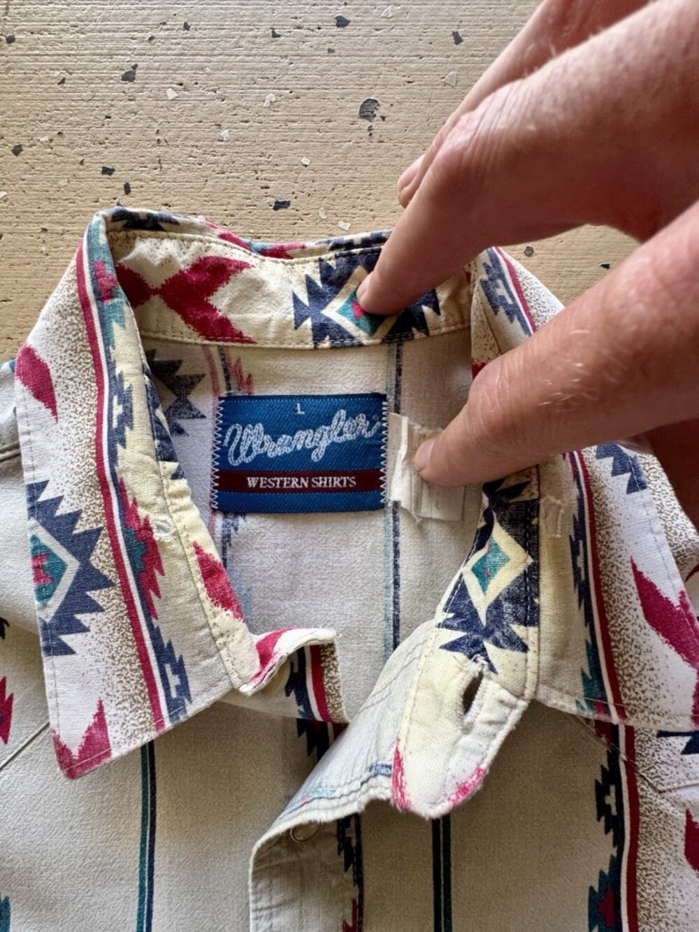 Vintage 80s Wrangler Aztec Brushpopper Pearl Snap Shirt - Picture 3 of 6